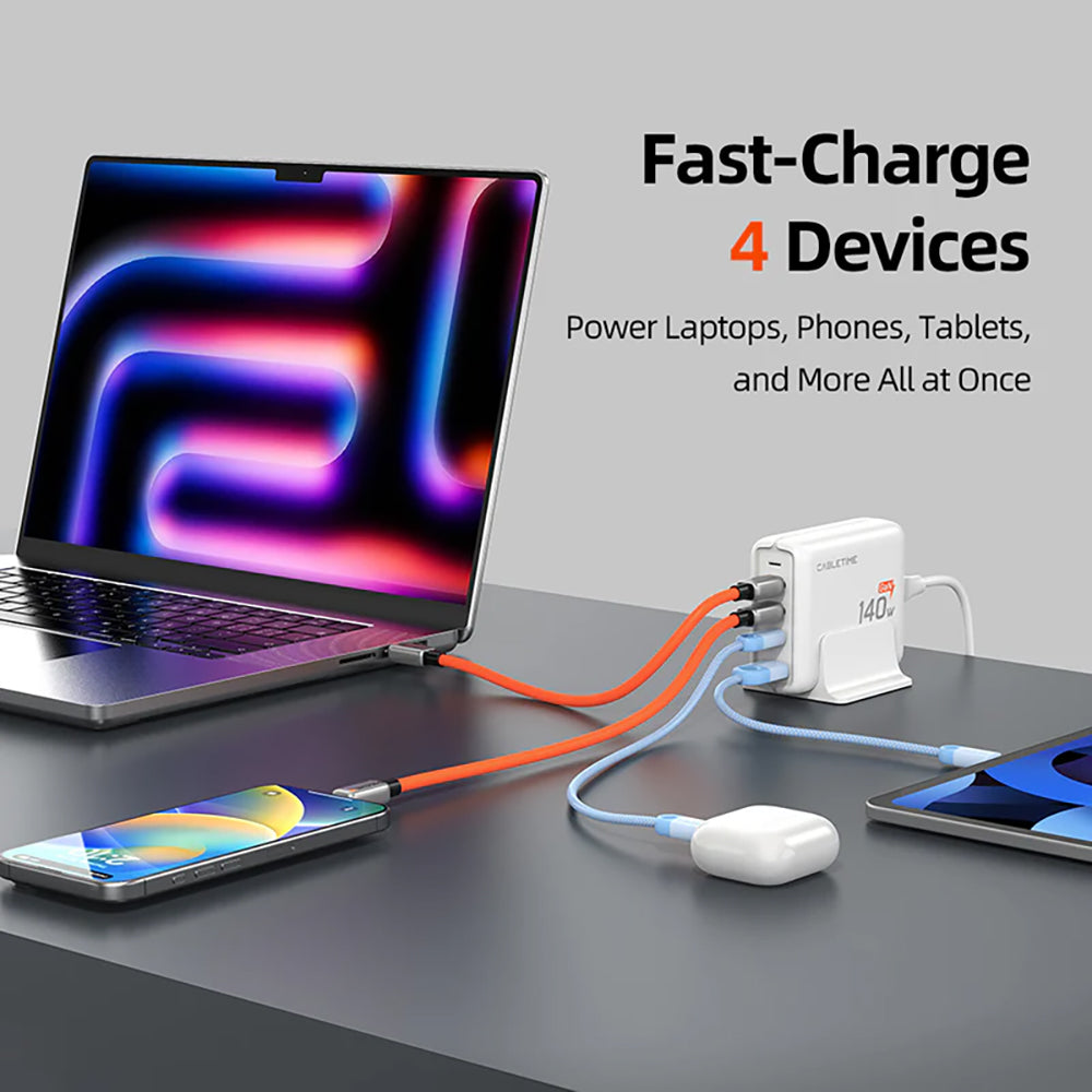 CABLETIME G14WE 140W GAN 4-PORT USB TYPE-C/A DESKTOP CHARGING STATION (CT-GAN140-PWE) - image 2