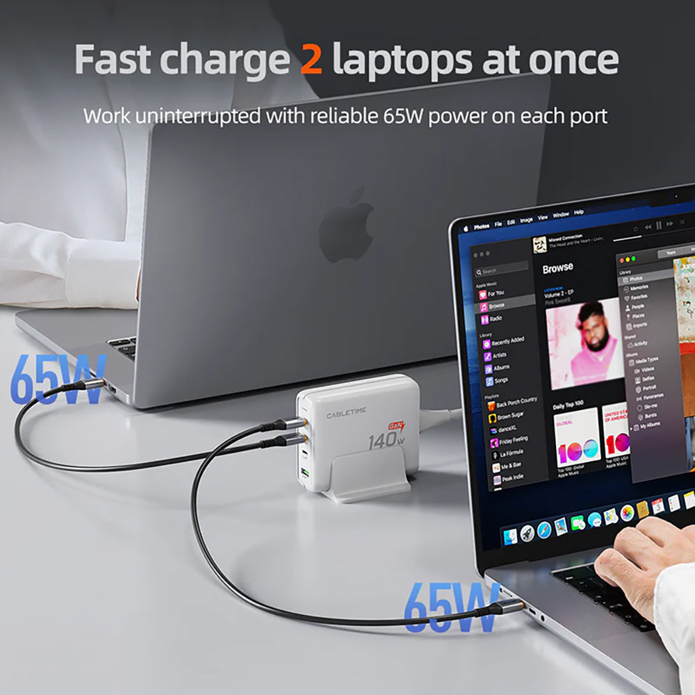 CABLETIME G14WE 140W GAN 4-PORT USB TYPE-C/A DESKTOP CHARGING STATION (CT-GAN140-PWE) - image 5