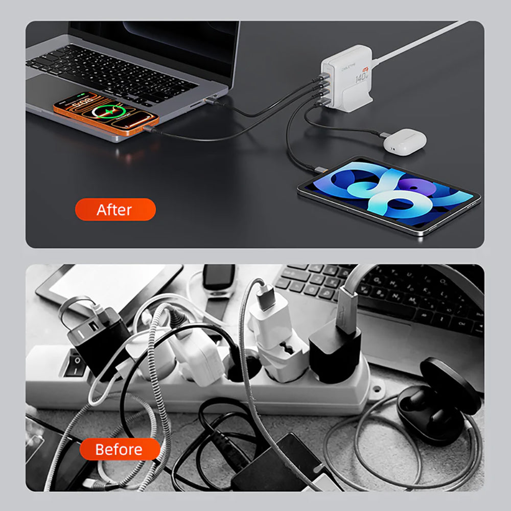 CABLETIME G14WE 140W GAN 4-PORT USB TYPE-C/A DESKTOP CHARGING STATION (CT-GAN140-PWE) - image 6