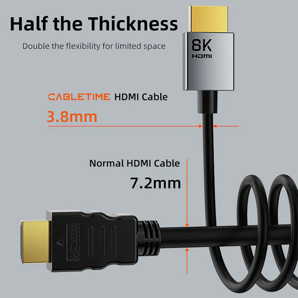 CABLETIME CH14L 2M 8K @60HZ HDMI 2.1 ULTRA SLIM CABLE (CT-SHD8K-AG2) - image 4