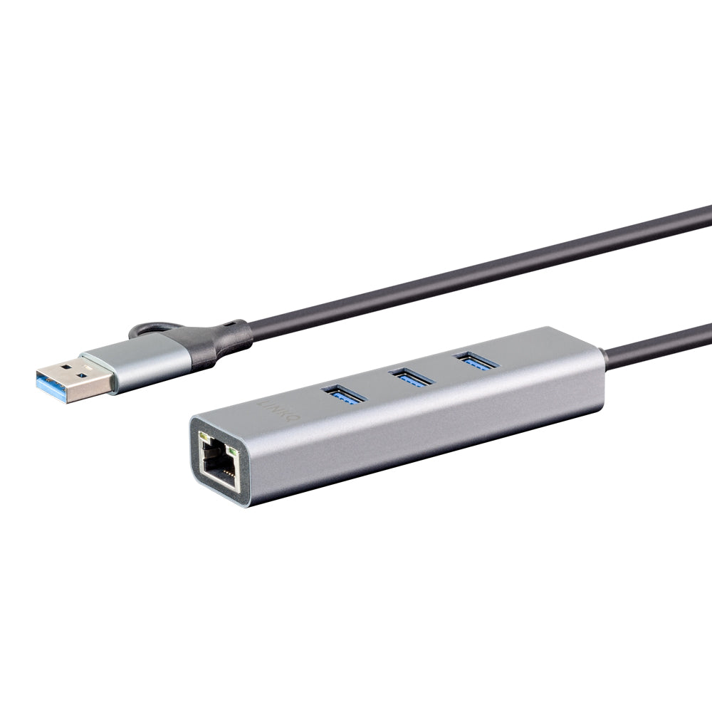 LINKQNET XF-U3CR01C 3-PORT USB3.0 HUB WITH GIGABIT LAN