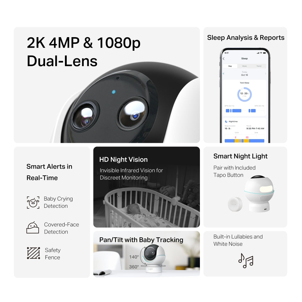 TP-LINK TAPO C840 2K PLUS 1080P DUAL-LENS SMART BABY CAMERA WITH NIGHT LIGHT - image 5