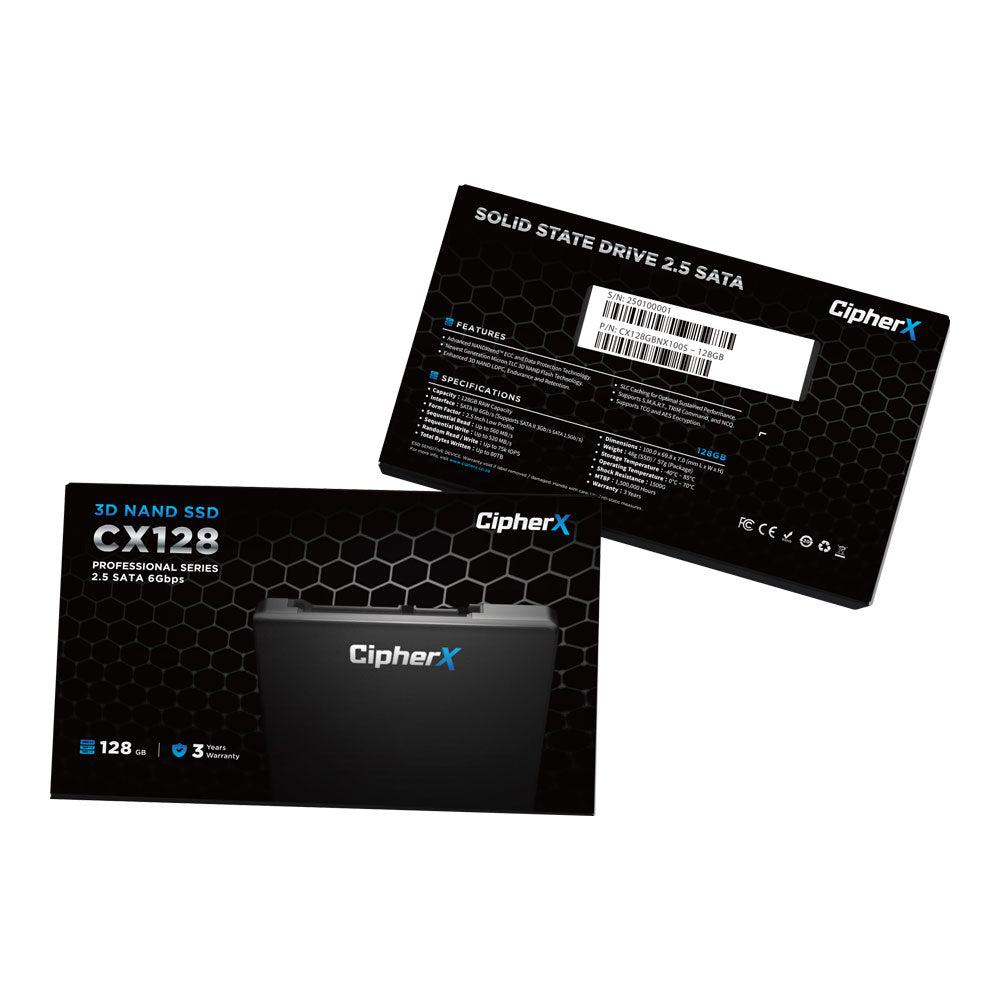 CIPHERX CX128GBNX100S 128GB PROFESSIONAL SERIES 2.5-INCH SATA SSD USING 3D TLC NAND FLASH - image 2