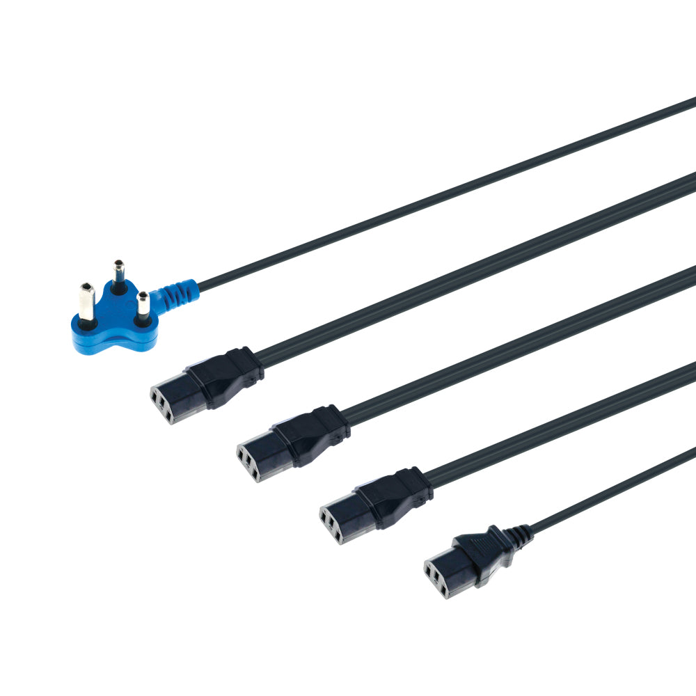 LINKQNET 5M DEDICATED BLUE PLUG POWER CABLE WITH 4× IEC C13 FEMALE CONNECTORS