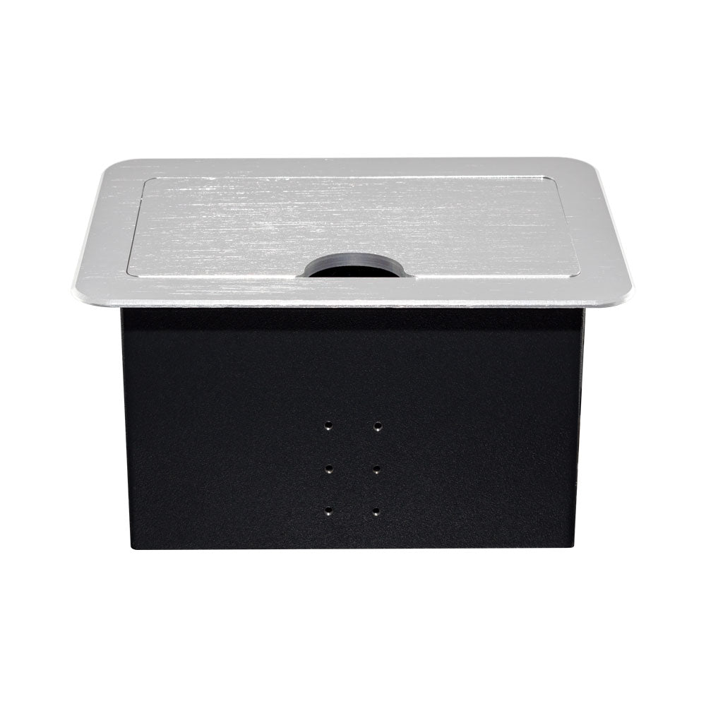 LINKQNET FLIP-LID RECESSED DESKTOP CUBBY - SILVER - image 2
