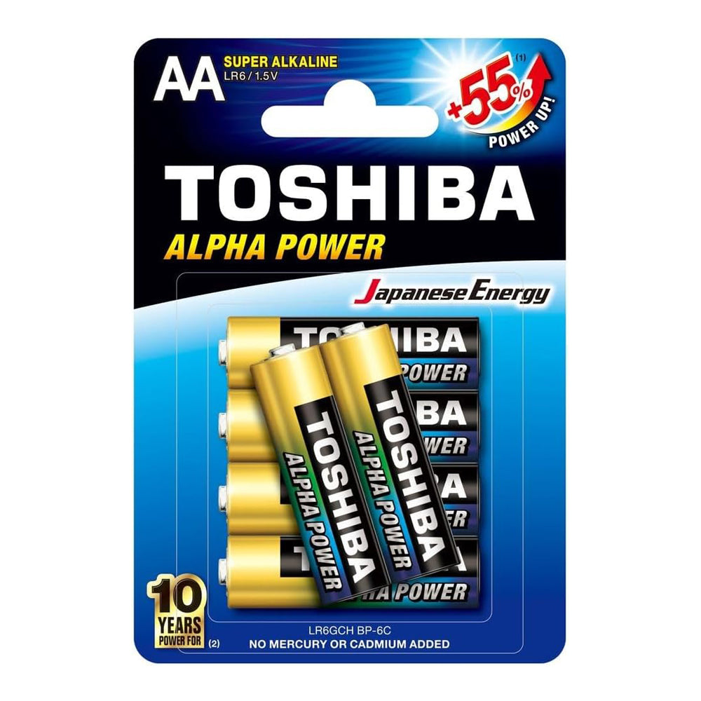 TOSHIBA 6-PACK AA ALKALINE BATTERIES