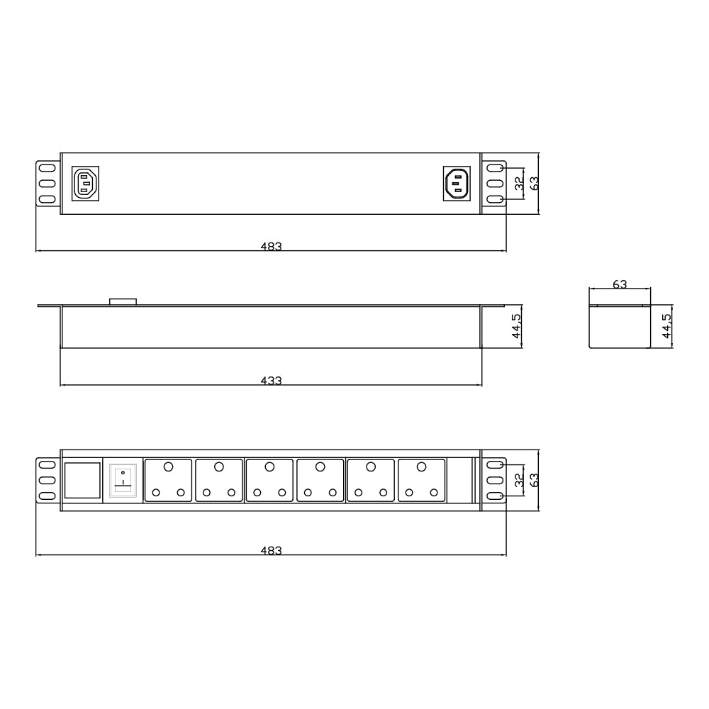 LINKQNET 6-PORT METAL RACKMOUNT PDU - C13 TO C14
