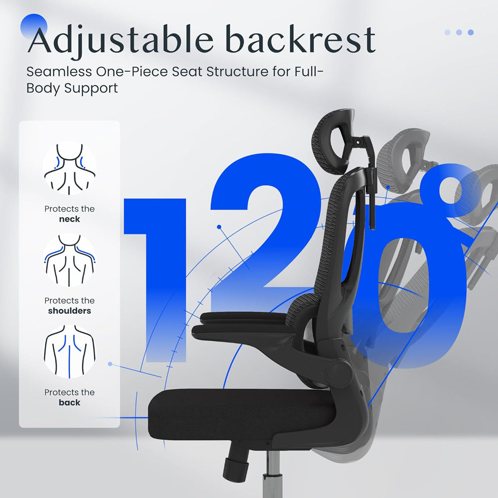 LINKQNET OC19 ERGONOMIC OFFICE CHAIR WITH MESH BACKREST, ADJUSTABLE LUMBAR SUPPORT AND ADJUSTABLE SEAT HEIGHT - image 5