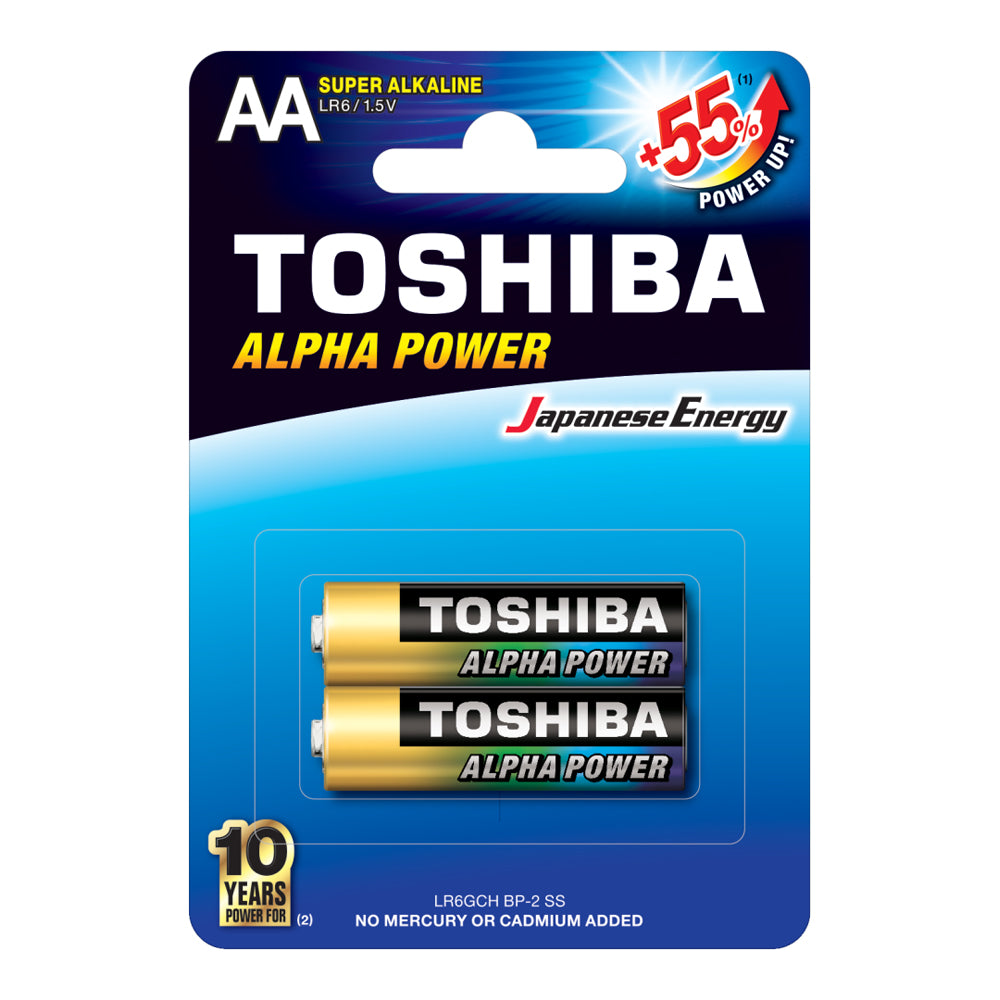 TOSHIBA 2-PACK AA ALKALINE BATTERIES