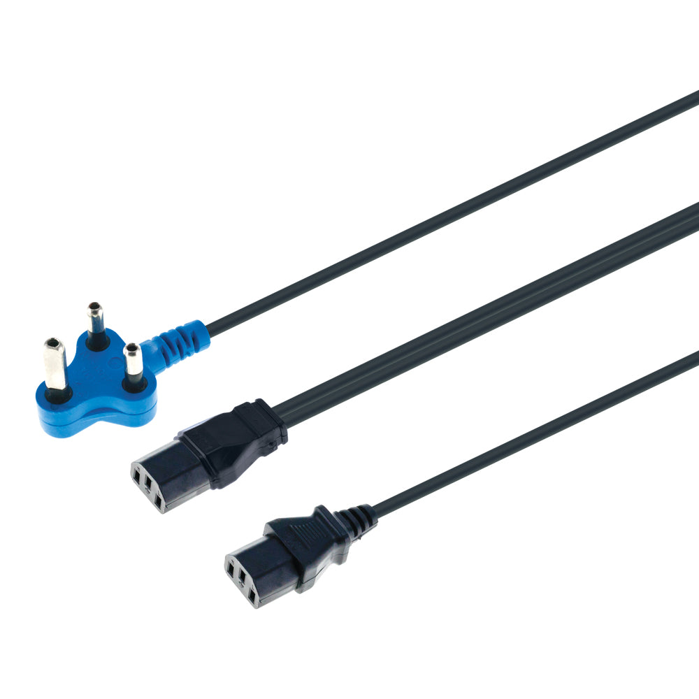 LINKQNET 3M DEDICATED BLUE PLUG POWER CABLE WITH 2X IEC C13 FEMALE CONNECTORS