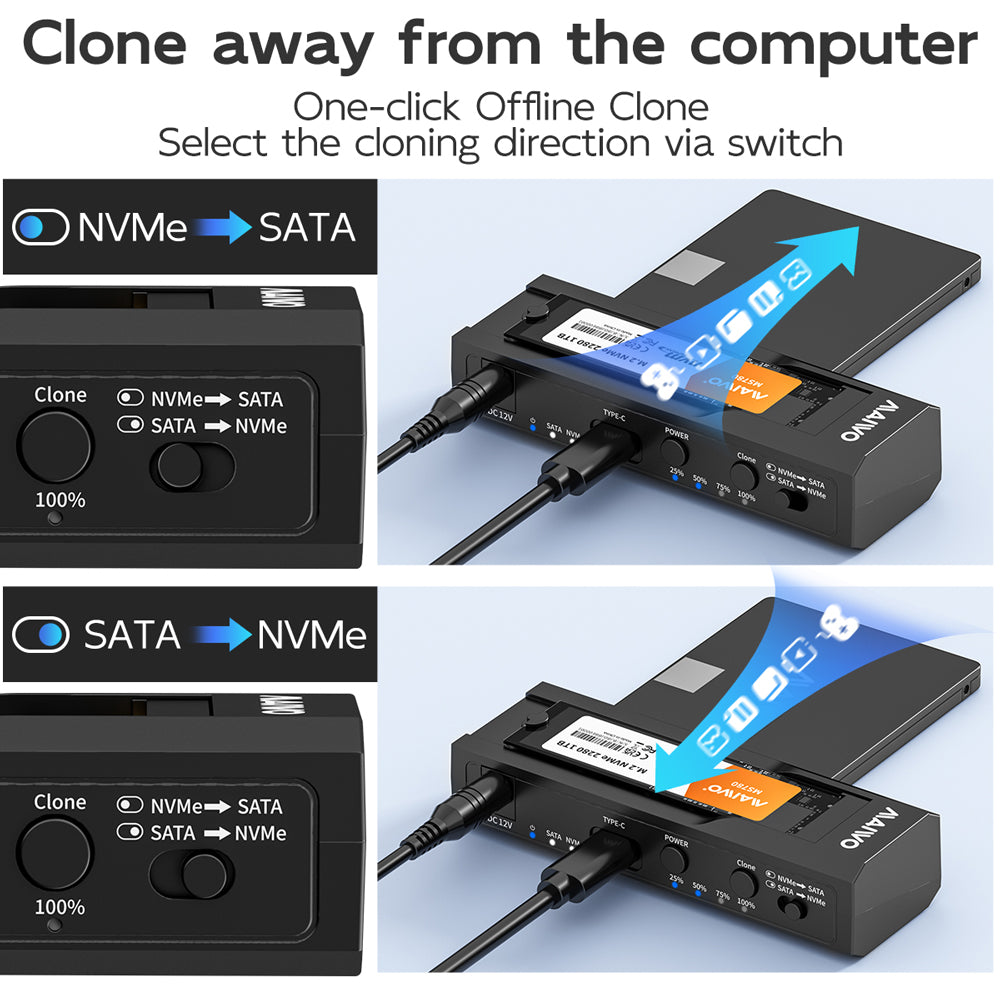 MAIWO K10635N DUAL-BAY 10GBPS USB TYPE-C DOCKING STATION FOR SATA HDD/SSD AND M.2 NVME SSD WITH OFFLINE CLONE FUNCTION - image 7
