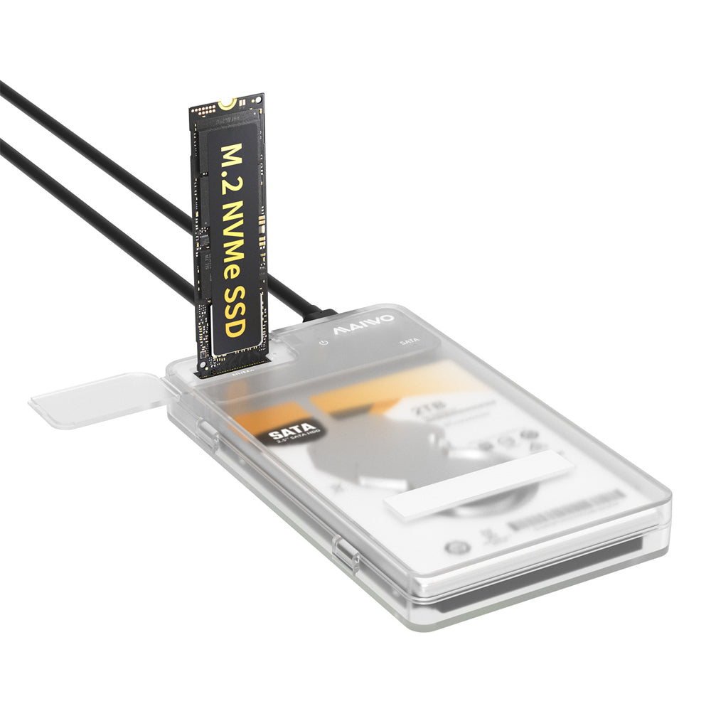 MAIWO K2578P2 USB3.2 GEN2 TOOL-FREE ENCLOSURE FOR 2.5" SATA HDD/SSD AND M.2 NVME SSD