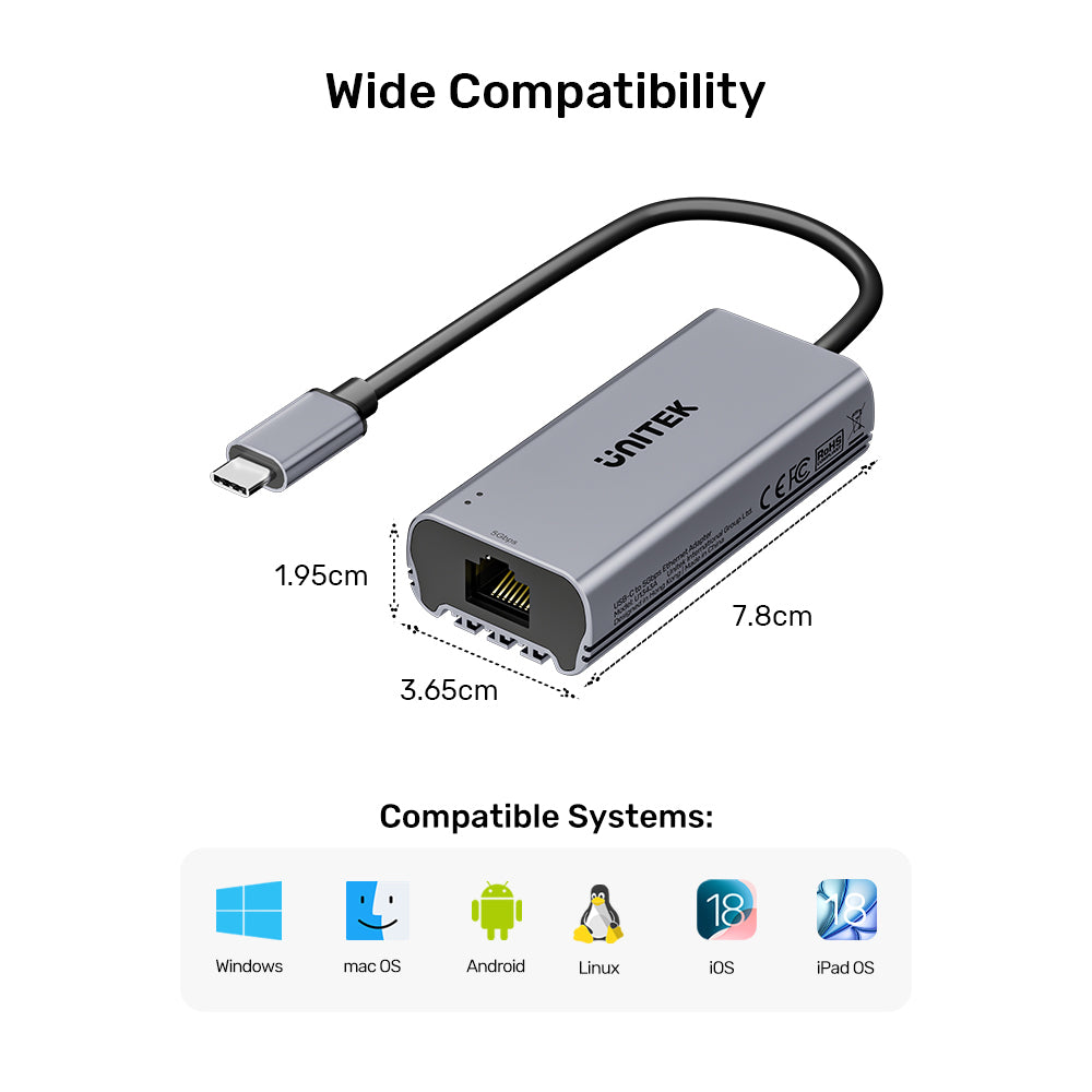 UNITEK U1343A USB3.2 GEN2 TYPE-C TO 5GBPS ETHERNET ADAPTER - image 9