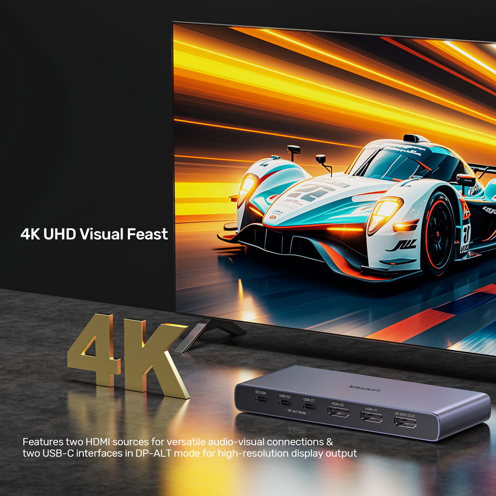 UNITEK V1313A 4-IN 1-OUT 4K @60HZ HDMI/USB TYPE-C SWITCH - 2× HDMI, 2× USB TYPE-C TO HDMI - image 8