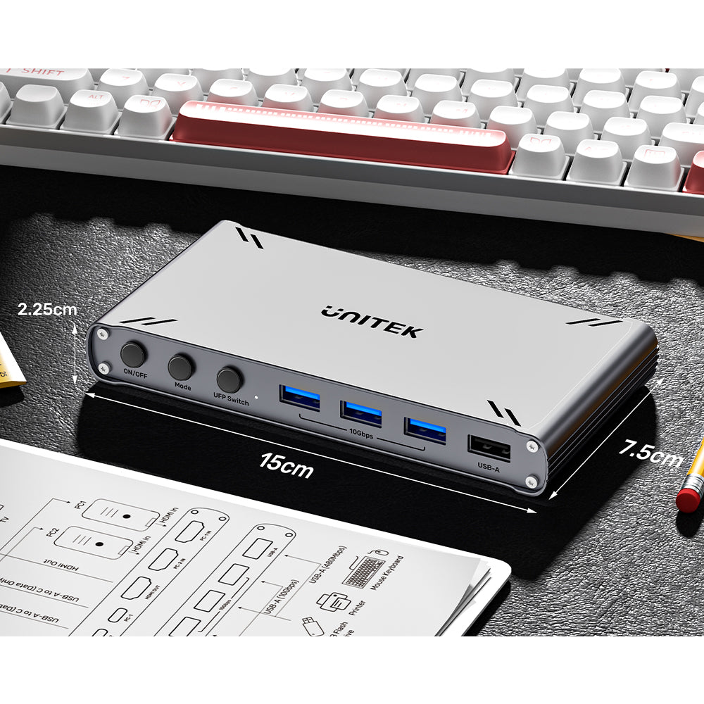UNITEK D1118A USB TYPE-C 10GBPS 4K @30HZ HDMI SPLIT-SCREEN KVM SWITCH - image 12