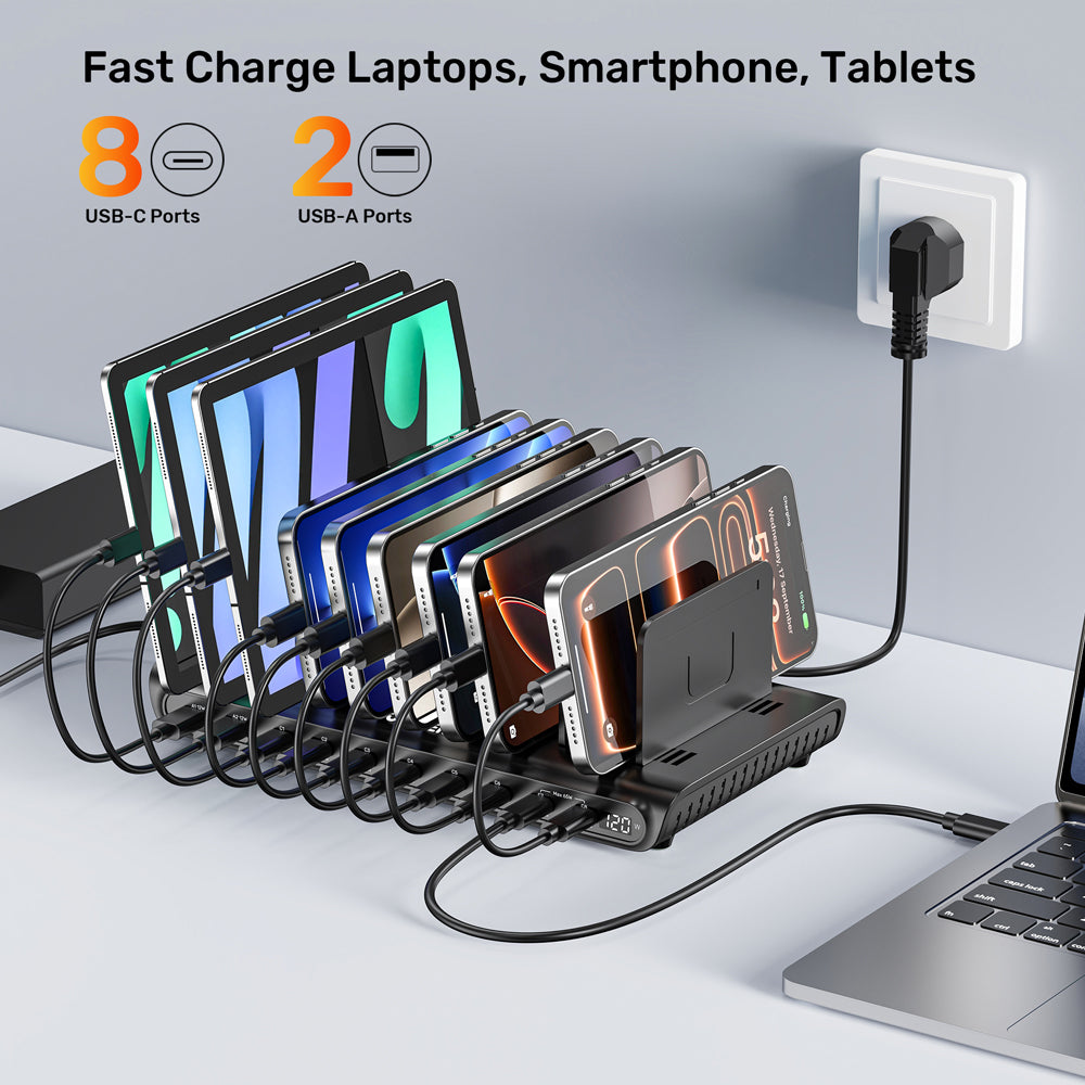 UNITEK P1230E UCHARGE 120W 10-PORT USB TYPE-C/A SMART CHARGING STATION - 8× USB TYPE-C, 2× USB TYPE-A - image 6