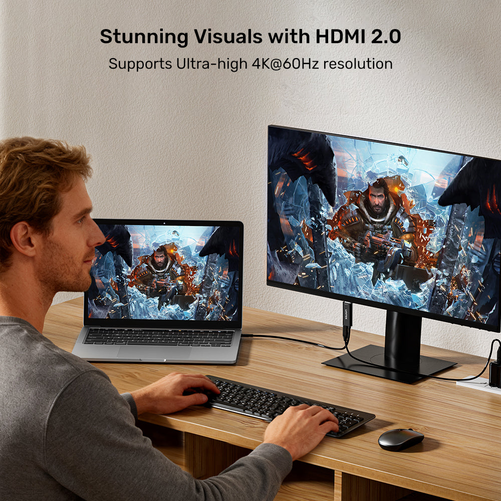 UNITEK V1439ABK 2M USB TYPE-C TO HDMI 4K @60HZ CABLE - PD 100W, UNIDIRECTIONAL - image 6
