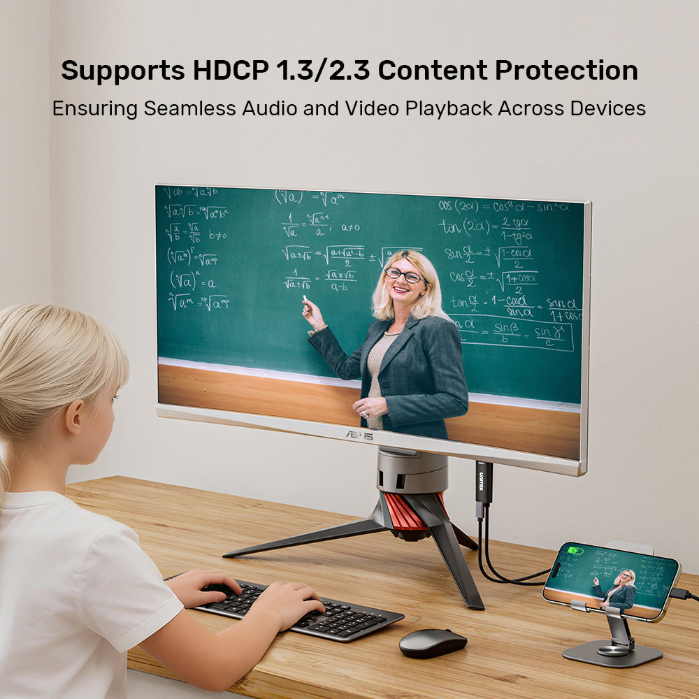 UNITEK V1439ABK 2M USB TYPE-C TO HDMI 4K @60HZ CABLE - PD 100W, UNIDIRECTIONAL - image 8