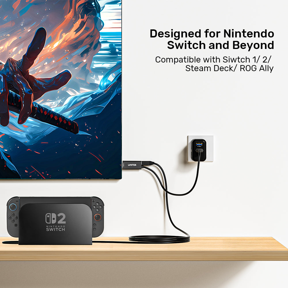 UNITEK V1439ABK 2M USB TYPE-C TO HDMI 4K @60HZ CABLE - PD 100W, UNIDIRECTIONAL - image 9