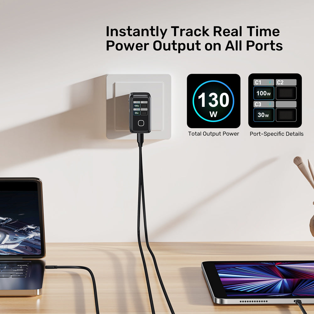 UNITEK P1132A REXO 140W 4-PORT GAN CHARGER WITH SMART COLOUR DISPLAY - 3× USB TYPE-C AND 1× USB TYPE-A - image 9
