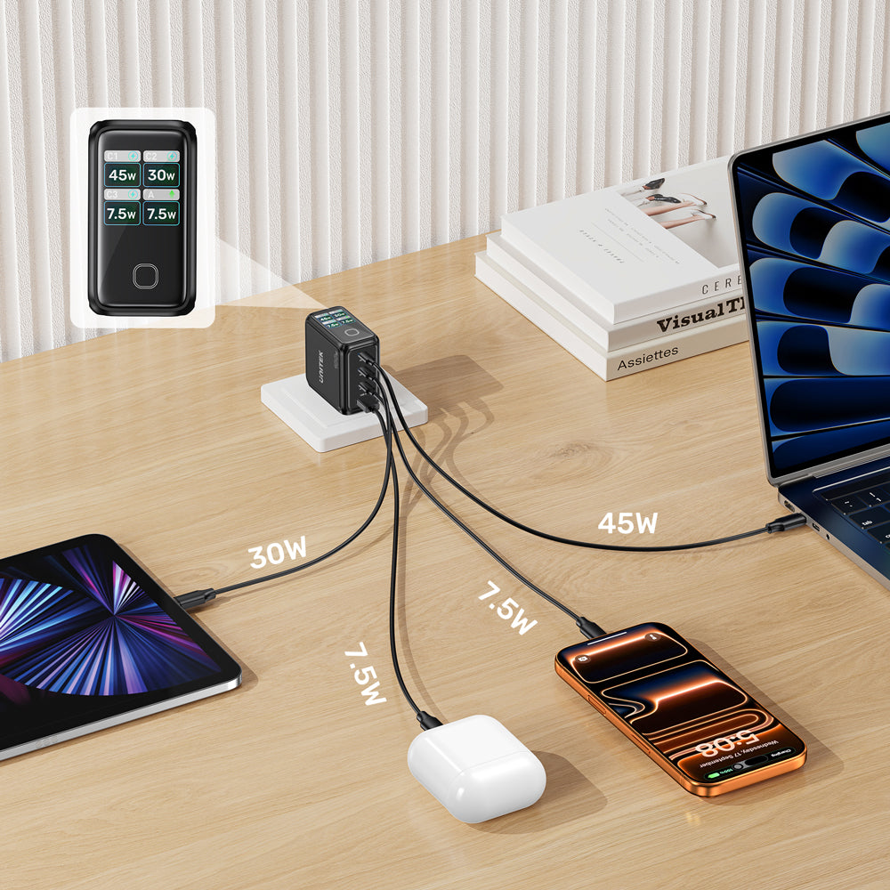 UNITEK P1131A REXO 100W 4-PORT GAN CHARGER WITH COLOUR SMART DISPLAY - 3× USB TYPE-C AND 1× USB TYPE-A - image 6