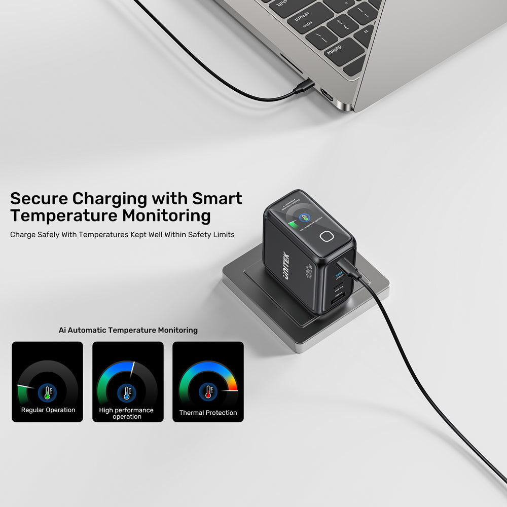 UNITEK P1131A REXO 100W 4-PORT GAN CHARGER WITH COLOUR SMART DISPLAY - 3× USB TYPE-C AND 1× USB TYPE-A - image 9