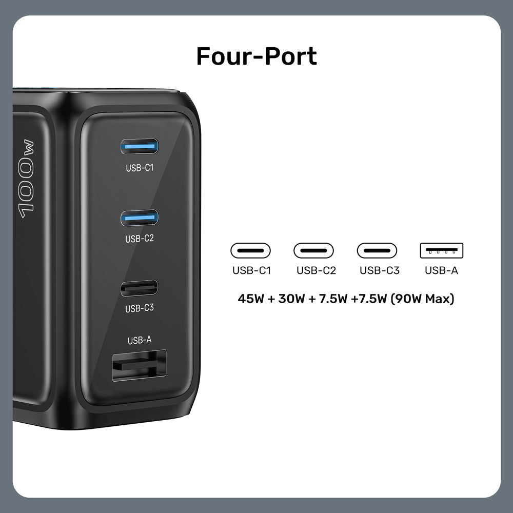 UNITEK P1131A REXO 100W 4-PORT GAN CHARGER WITH COLOUR SMART DISPLAY - 3× USB TYPE-C AND 1× USB TYPE-A - image 13