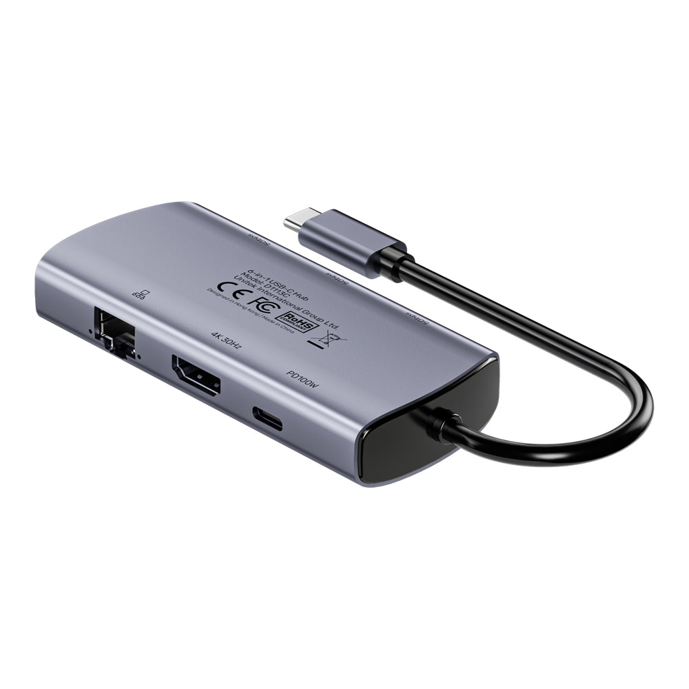 UNITEK D1113C 20CM 6-IN-1 USB TYPE-C PORT REPLICATOR WITH 4K @30HZ, PD 100W AND GIGABIT LAN - image 2