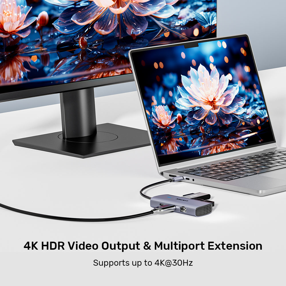 UNITEK D1113C 20CM 6-IN-1 USB TYPE-C PORT REPLICATOR WITH 4K @30HZ, PD 100W AND GIGABIT LAN - image 9