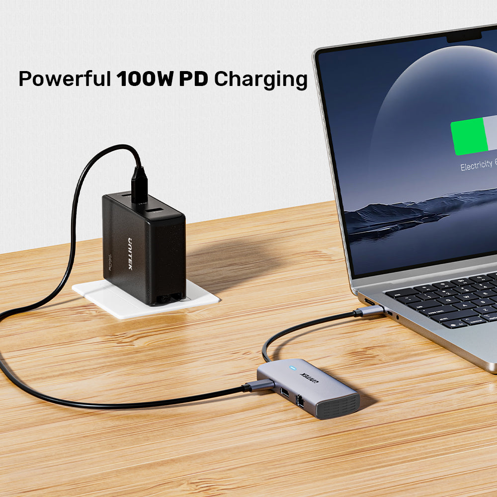 UNITEK D1113C 20CM 6-IN-1 USB TYPE-C PORT REPLICATOR WITH 4K @30HZ, PD 100W AND GIGABIT LAN - image 10