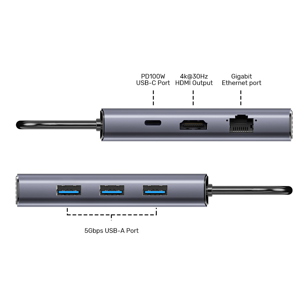UNITEK D1113C 20CM 6-IN-1 USB TYPE-C PORT REPLICATOR WITH 4K @30HZ, PD 100W AND GIGABIT LAN - image 14