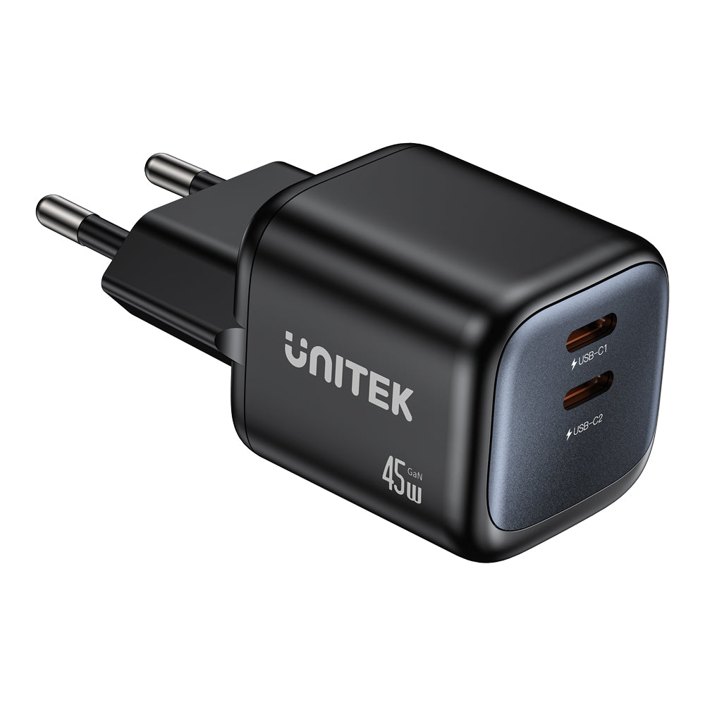 UNITEK P1129A ZENO 45W 2-PORT GAN WALL CHARGER - DUAL USB TYPE-C