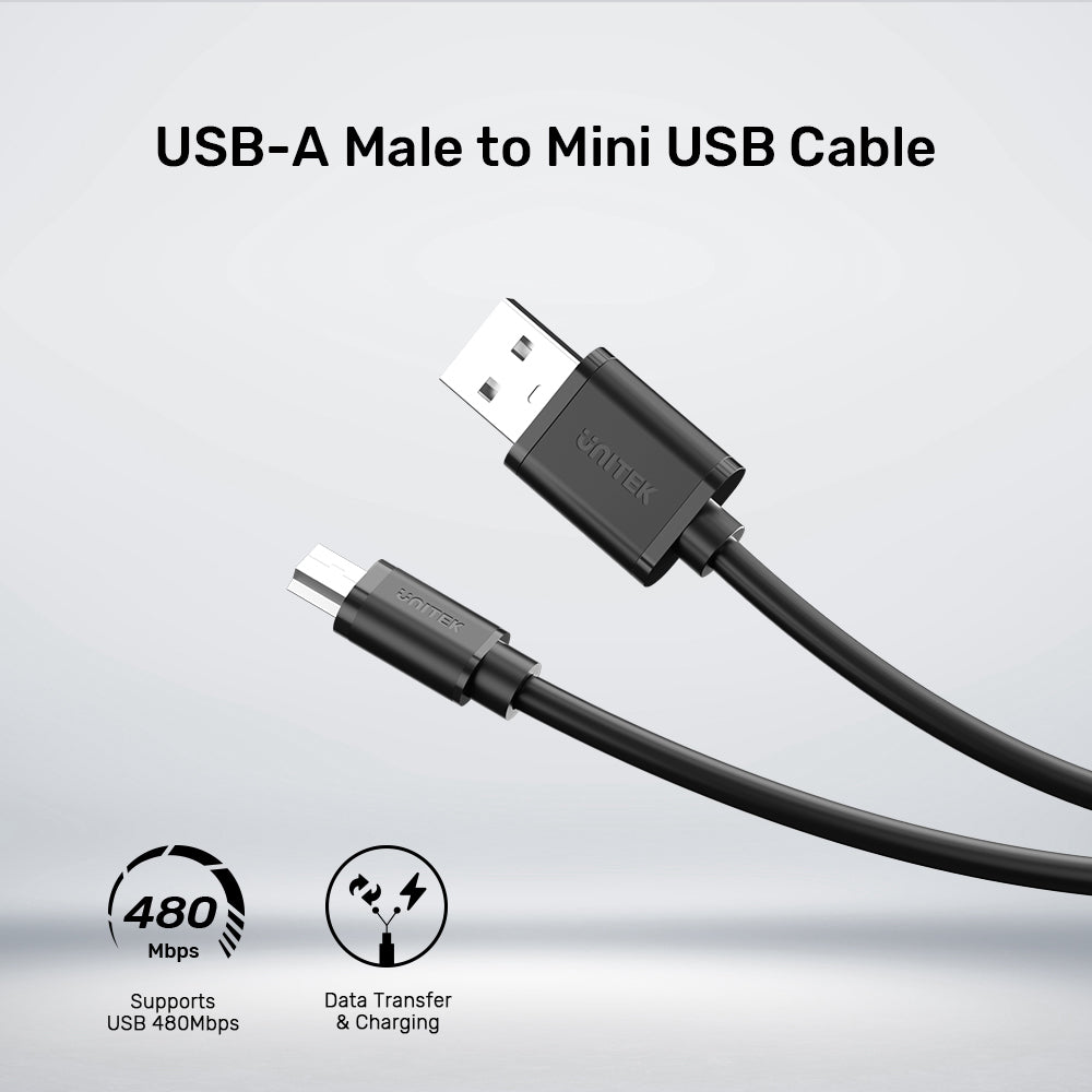 UNITEK Y-C1433EBK 3m USB2.0 TYPE-A MALE TO MINI USB 5-PIN CABLE - image 4