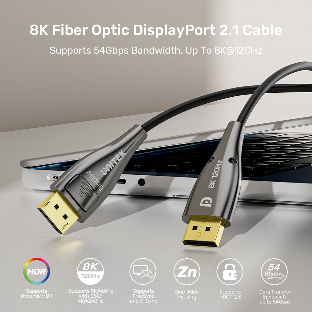 UNITEK C1631ABK 30M 8K DISPLAYPORT 2.1 FIBRE OPTIC CABLE - image 6