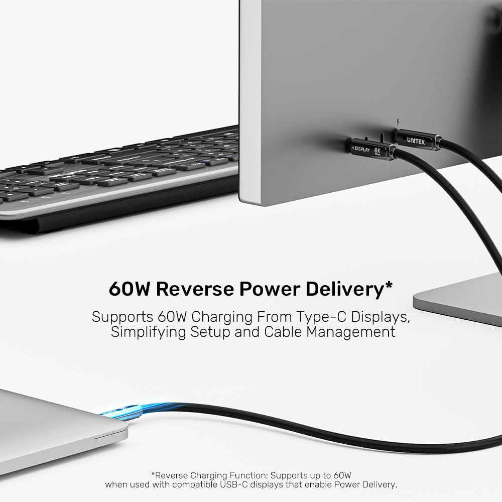 UNITEK C14178ABK 10M USB3.2 Gen2 TYPE-C 10GBPS FIBRE OPTIC CABLE - 8K @30HZ, 60W PD - image 8
