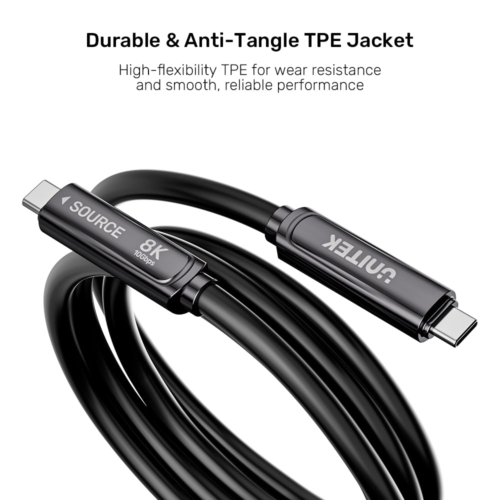 UNITEK C14178ABK 15M USB3.2 Gen2 TYPE-C 10GBPS FIBRE OPTIC CABLE - 8K @30HZ, 60W PD - image 10