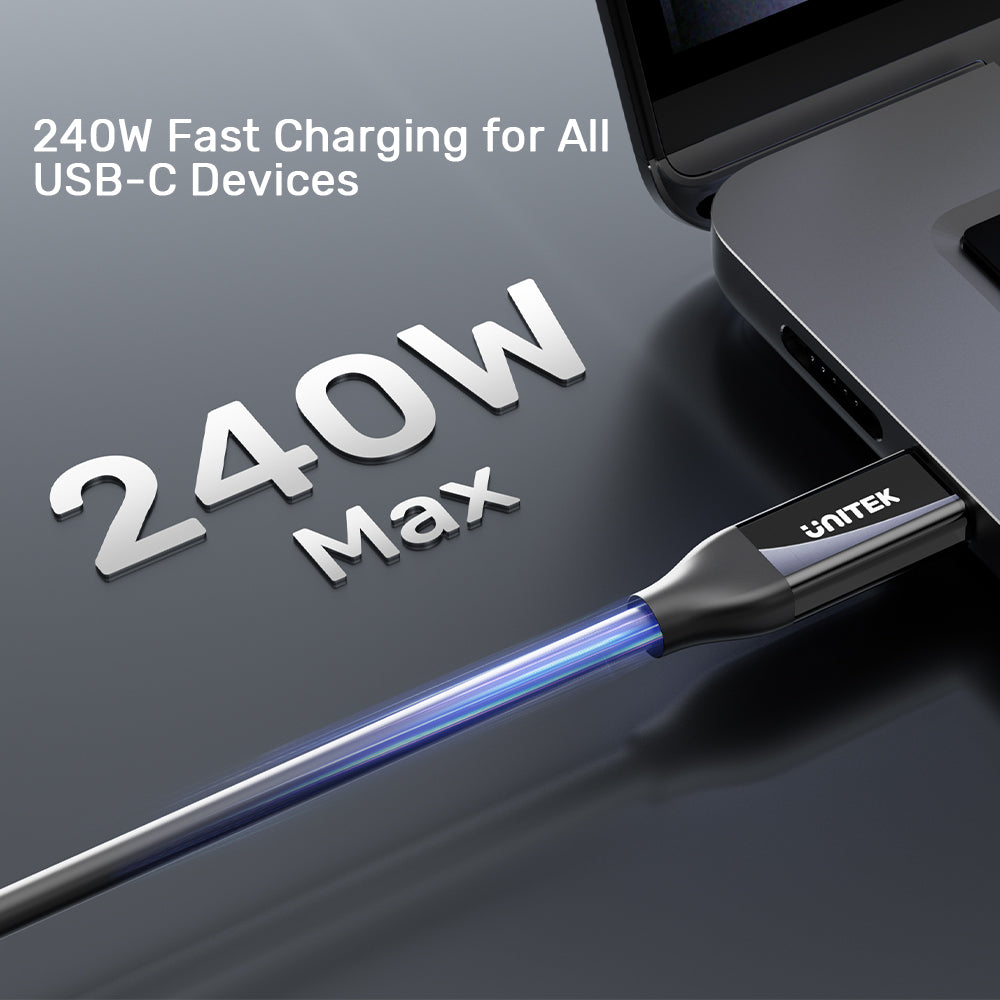 UNITEK C14100A 2M USB TYPE-C CABLE - 40GBPS, 240W PD, 8K @60HZ - image 6