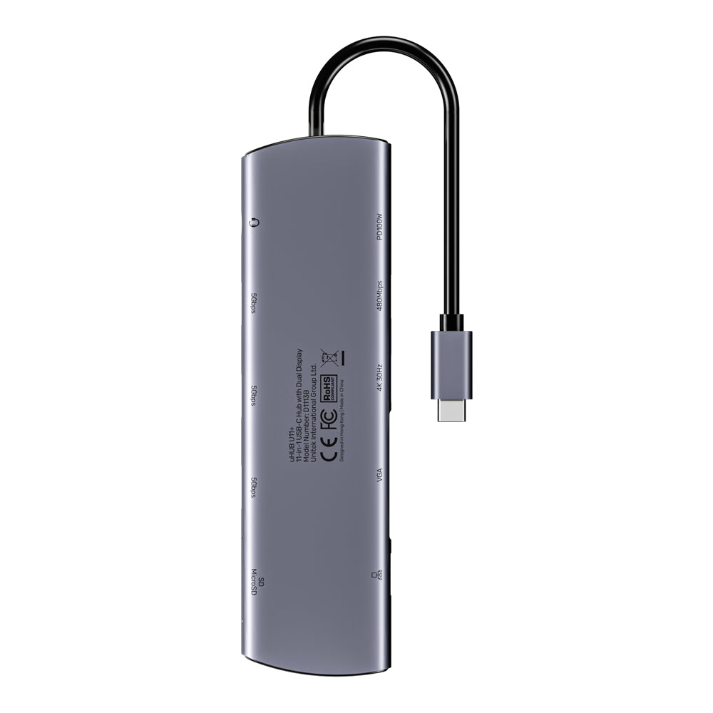UNITEK D1113B 11-IN-1 USB TYPE-C PORT REPLICATOR WITH DUAL DISPLAY AND 100W PD - image 3