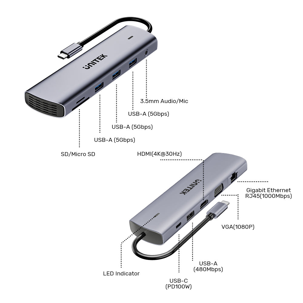 UNITEK D1113B 11-IN-1 USB TYPE-C PORT REPLICATOR WITH DUAL DISPLAY AND 100W PD - image 4