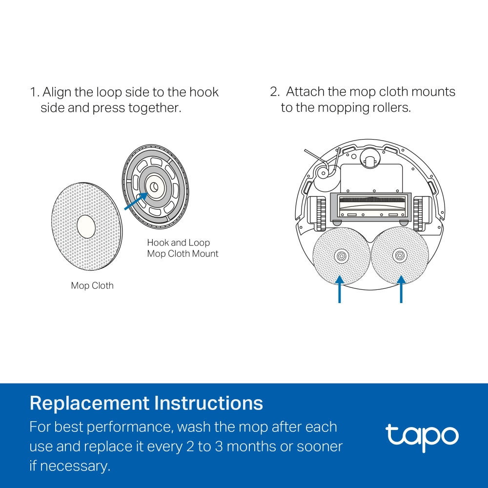 TP-LINK TAPO RVA310 ROBOT VACUUM WASHABLE MOP CLOTHS (6-PACK) - image 4