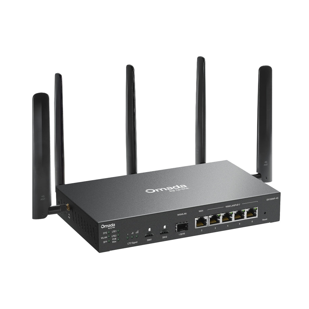 TP-LINK OMADA ER706WP-4G 4G+ CAT6 AX3000 GIGABIT VPN GATEWAY WITH 4-PORT POE+ - image 2