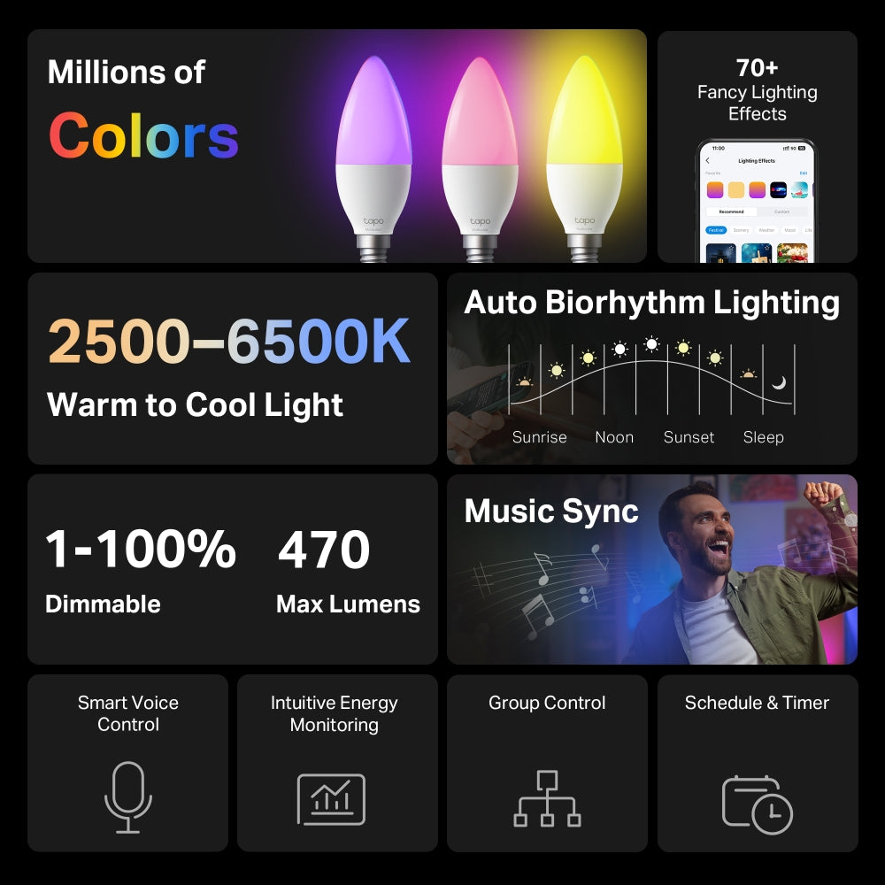 TP-LINK TAPO L430C E14 SMART WI-FI LIGHT BULB (4-PACK) - image 3