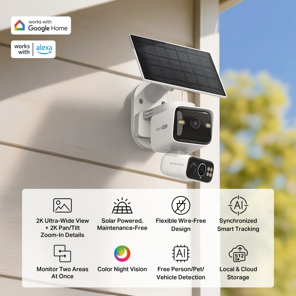 TP-LINK TAPO C645D KIT SOLAR-POWERED 2K 3MP DUAL-LENS PAN/TILT SECURITY CAMERA KIT - image 5