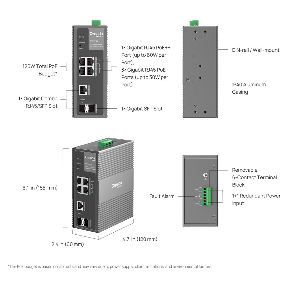 TP-LINK OMADA IES206GPP 6-PORT GIGABIT INDUSTRIAL EASY-MANAGED SWITCH WITH 3-PORT POE+ AND 1-PORT POE++ - image 7