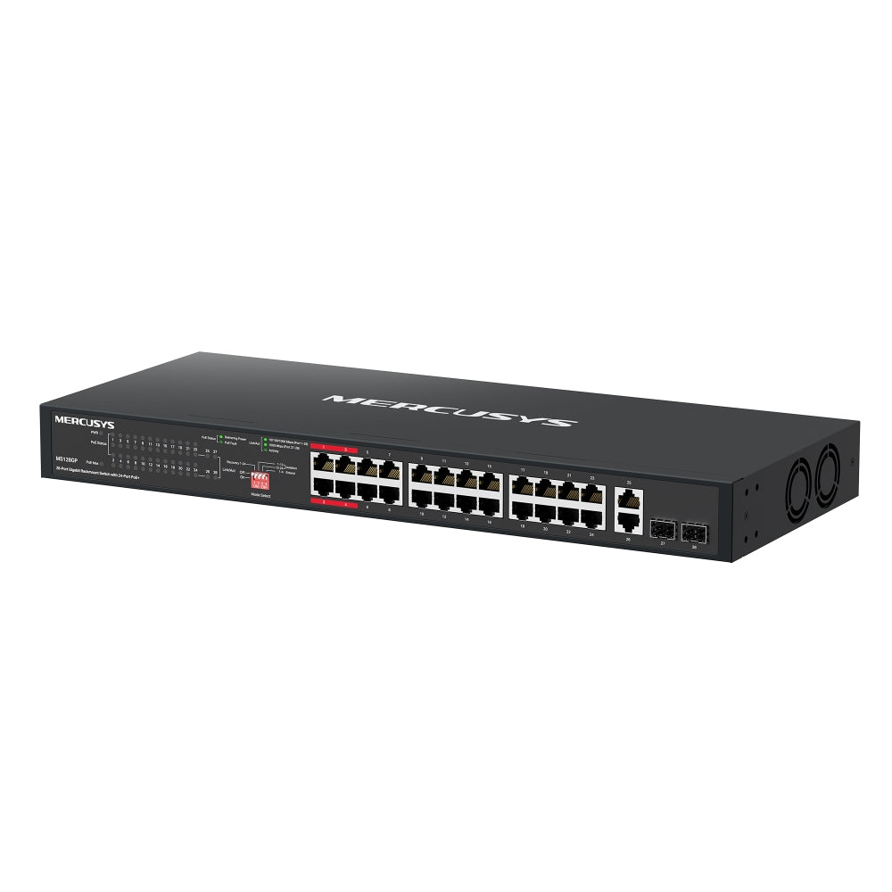 MERCUSYS MS128GP 28-PORT GIGABIT RACKMOUNT SWITCH WITH 24-PORT POE+