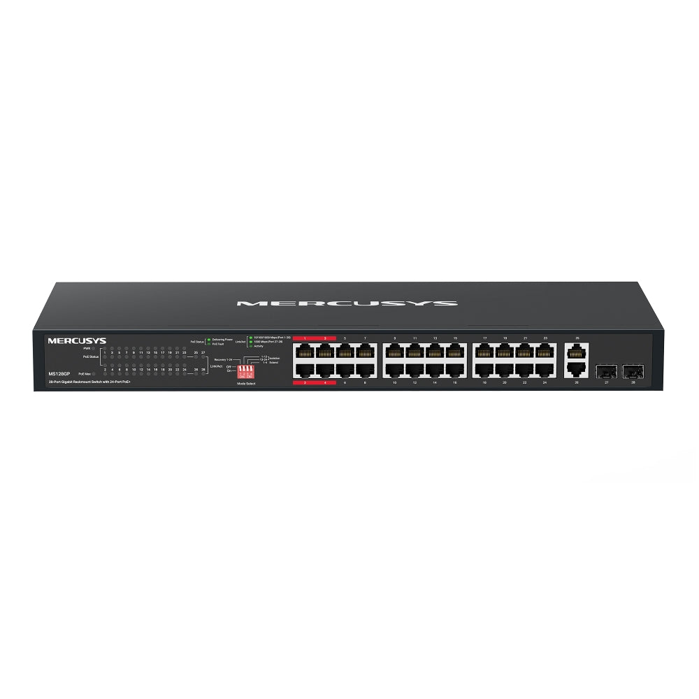 MERCUSYS MS128GP 28-PORT GIGABIT RACKMOUNT SWITCH WITH 24-PORT POE+ - image 2