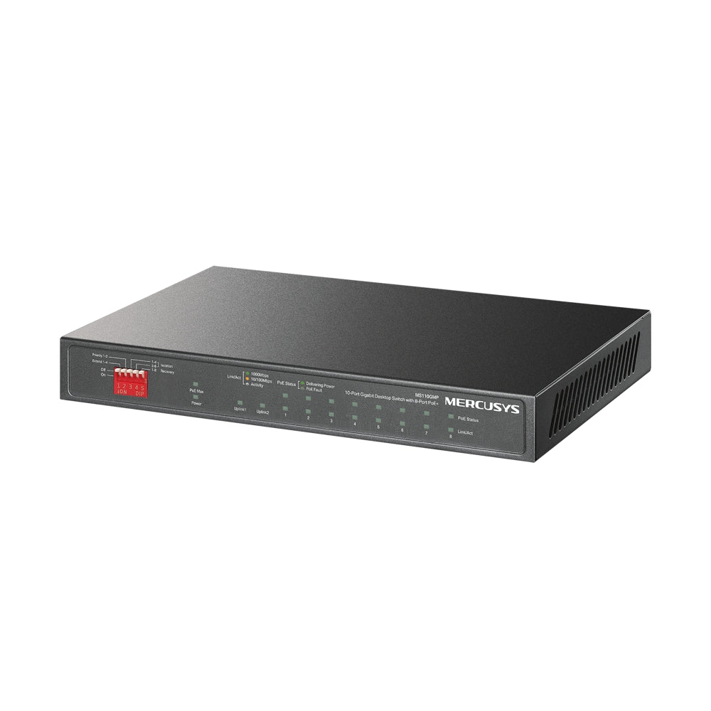 MERCUSYS MS110GMP 10-PORT GIGABIT DESKTOP SWITCH WITH 8-PORT POE+