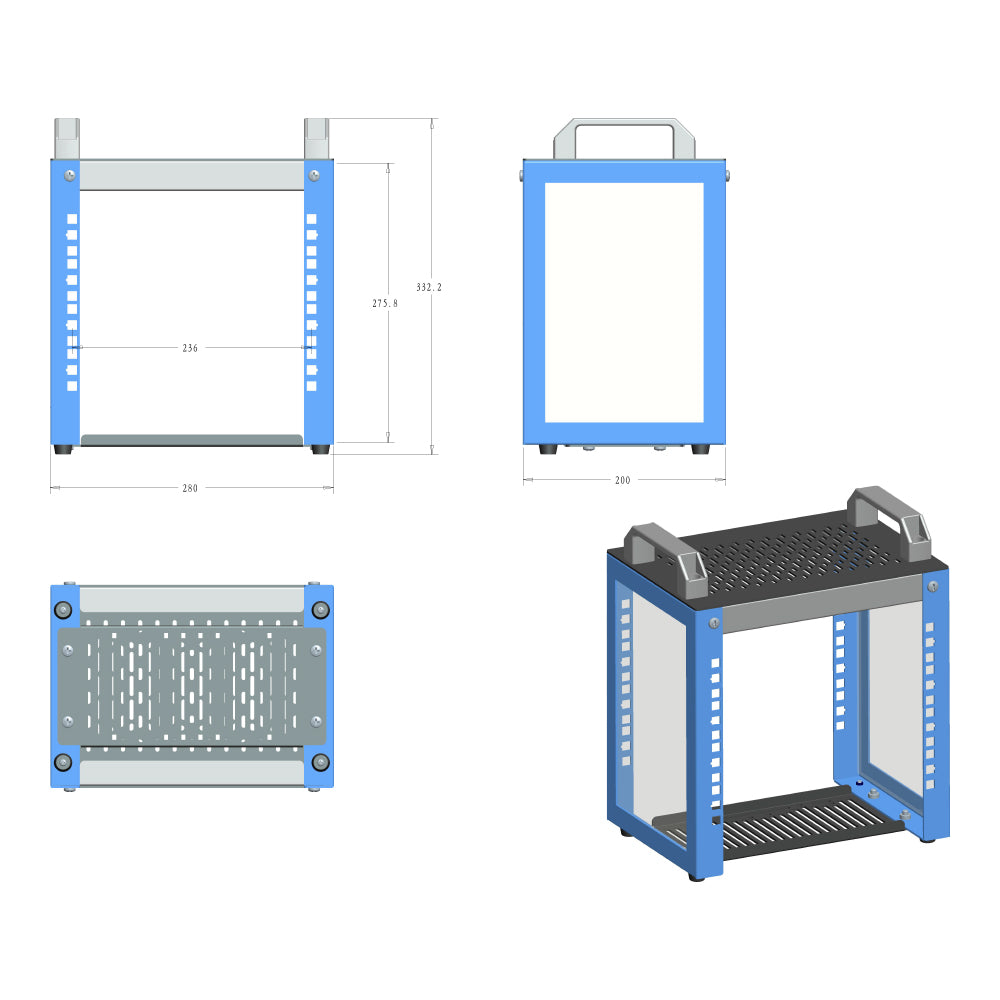 LINKQNET 4U 10-INCH 280X200 MINI OPEN RACK - image 5
