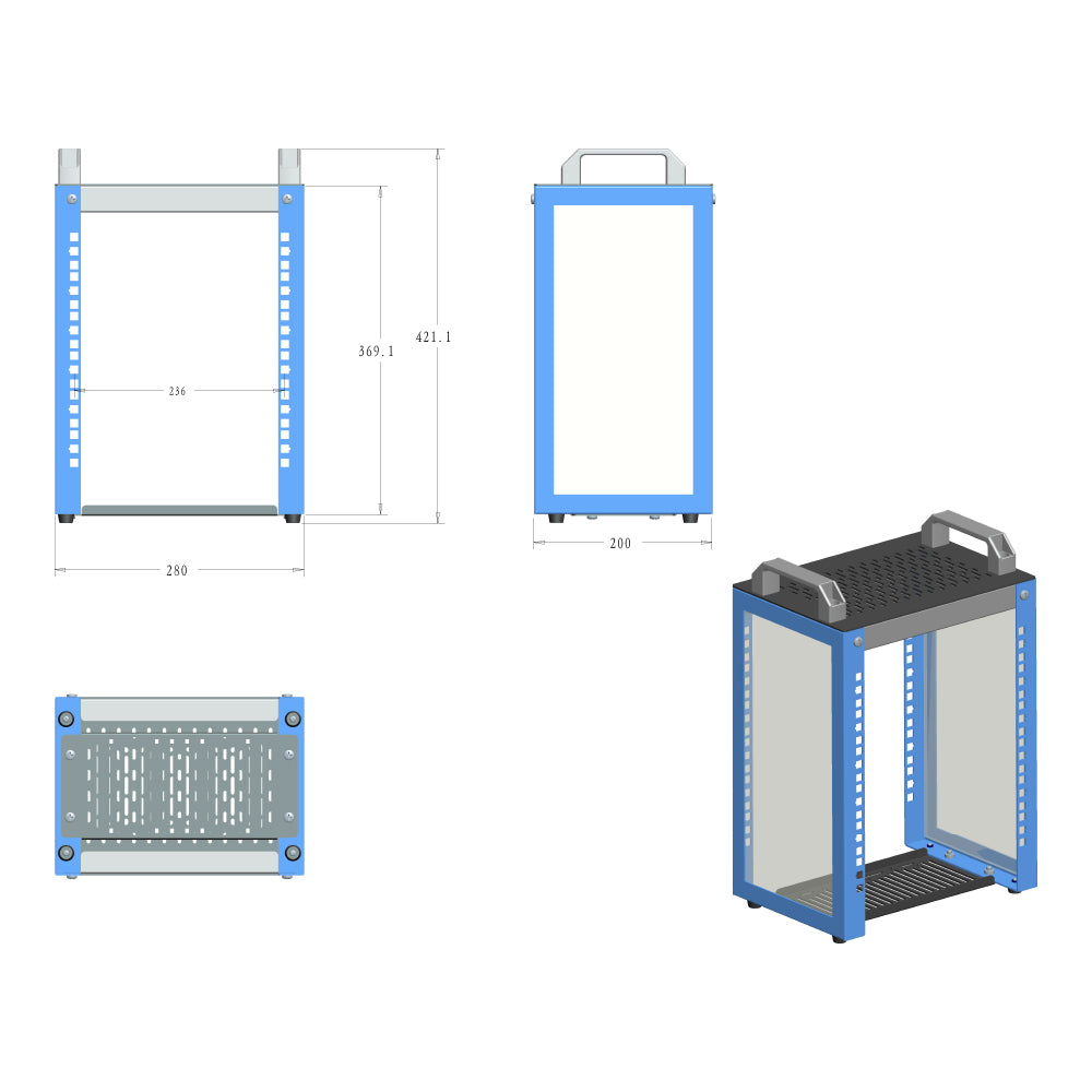 LINKQNET 6U 10-INCH 280X200 MINI OPEN RACK - image 5