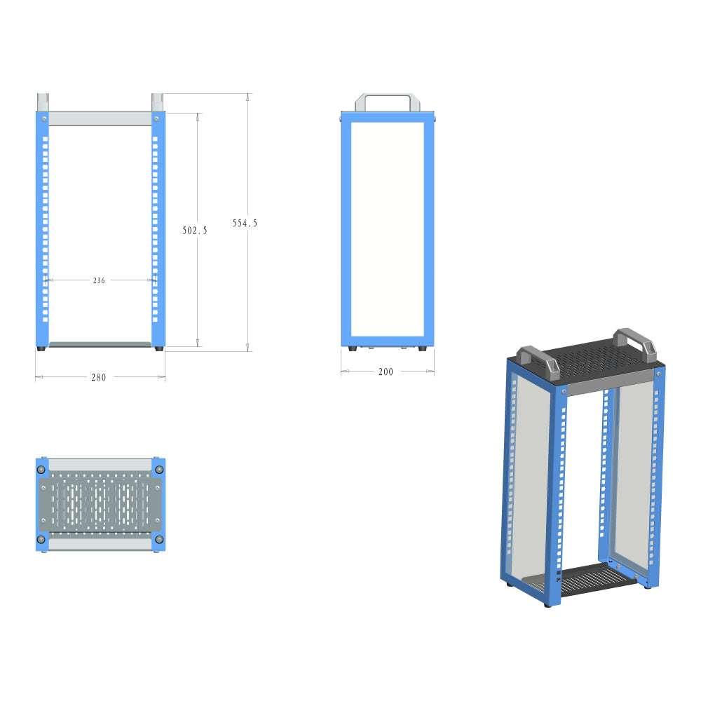 LINKQNET 9U 10-INCH 280X200 MINI OPEN RACK - image 5